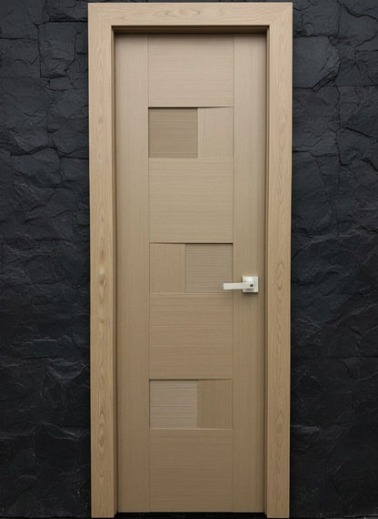 Puerta Interior Minimal Wood en beige roble claro con paneles geométricos