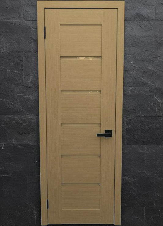 Puerta interior Golden Oak con franjas de cristal satinado